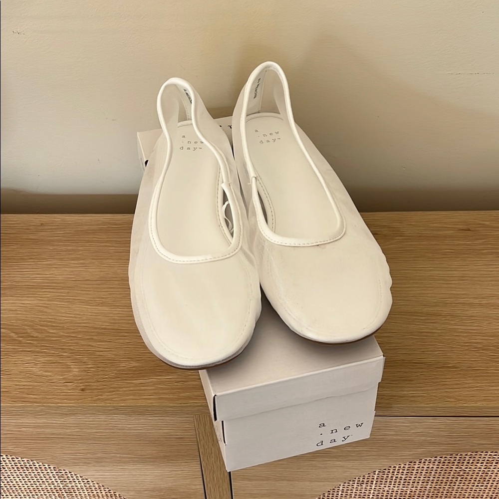 A New Day White Mesh Ballet Flats